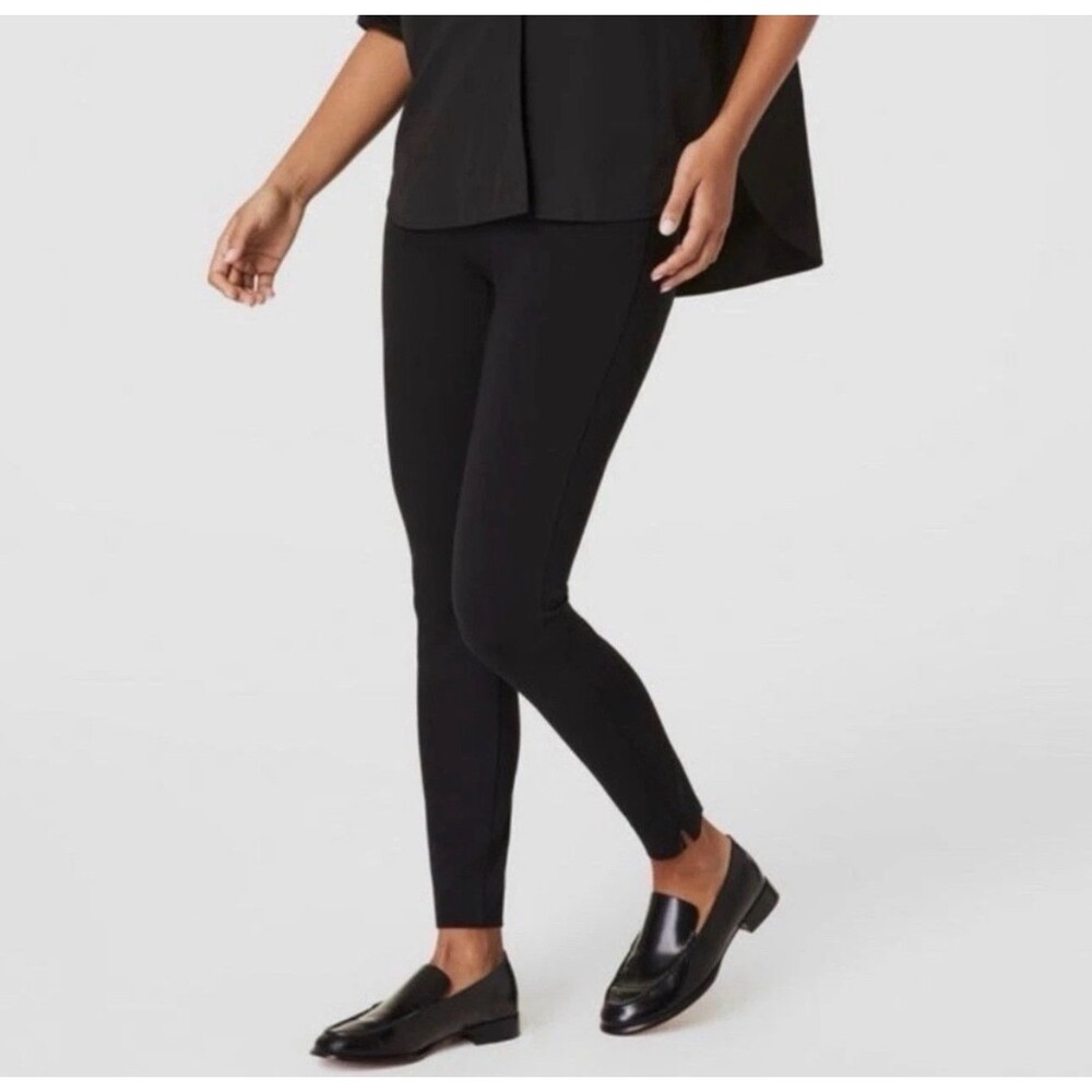 Spanx Ankle Leg Ponte Split Ankle Leggings in Black Size Medium Essential Basic